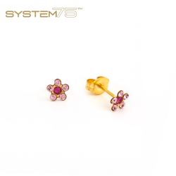 Brinco Adulto Daisy Rosa Fúcsia 5mm Dourado